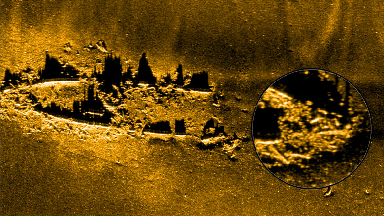 A shipwreck modelled in NaviSuite software from sidescan sonar data