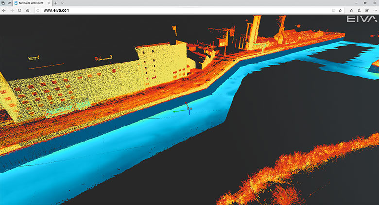 A multi-beam harbour survey visualised with 3D software