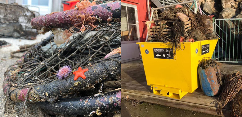 Fishing gear polluting the ocean which has been recovered and brought to shore