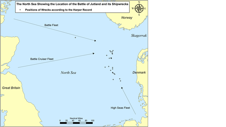 Location of the battle of Jutland