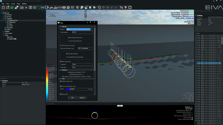 Scan-based placement of top of pipe