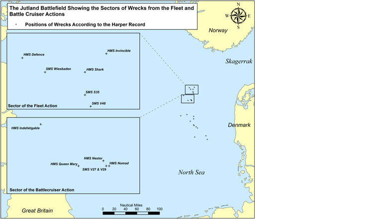 Northern group of wrecks from the Jutland battle