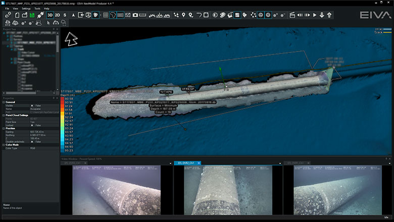 A 3D mesh generated from survey data with EIVA’s VSLAM