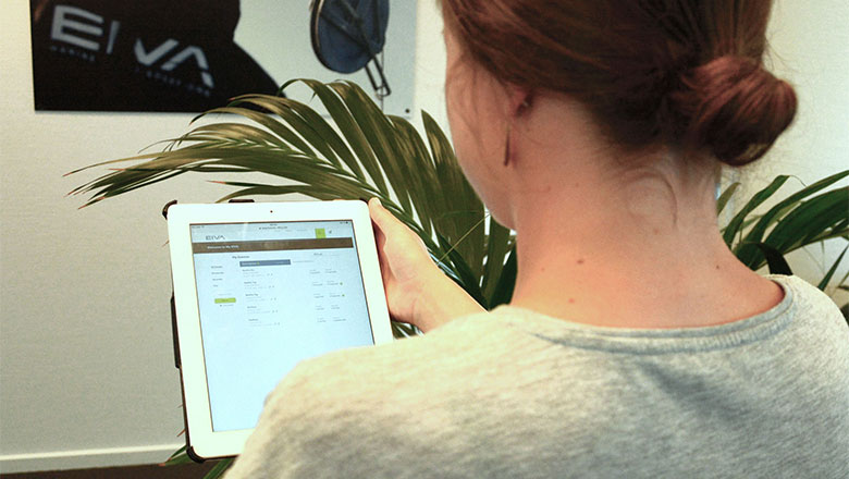 A NaviSuite software user accessing My EIVA on a tablet for an overview of her licences