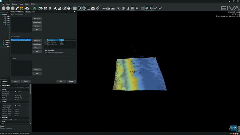 Defining the cleaning filters on software that is cleaning bathymetric data