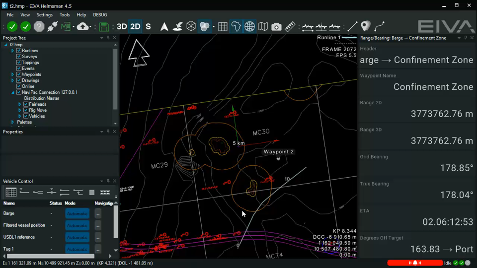 Rig move and tug management option for NaviPac Pro