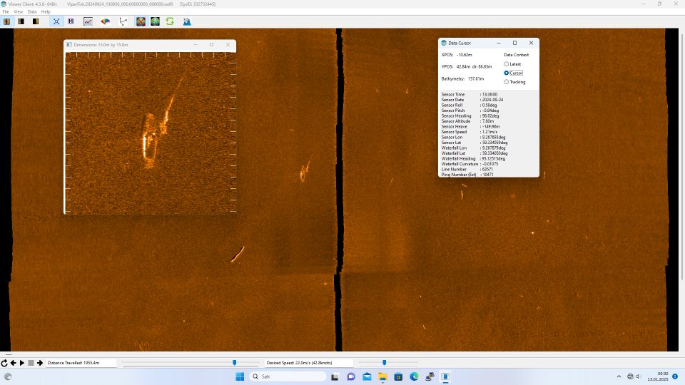 Sailboat found at a depth of 162 meters in Norsjø with the ViperFish